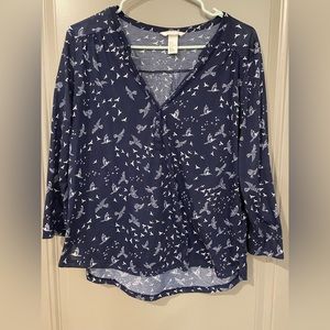 Long sleeve lightweight navy blue top